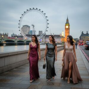 tree girls walking in london