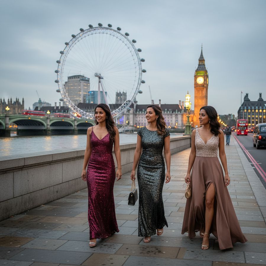 tree girls walking in london